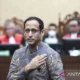 Terdakwa kasus dugaan korupsi pengadaan Chromebook di Kemendikbudristek, Nadiem Anwar Makarim di Pengadilan Negeri Jakarta Pusat.