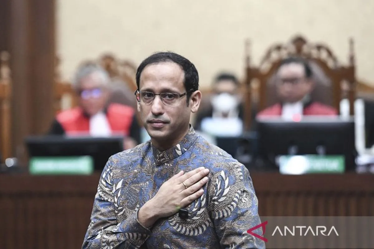 Terdakwa kasus dugaan korupsi pengadaan Chromebook di Kemendikbudristek, Nadiem Anwar Makarim di Pengadilan Negeri Jakarta Pusat.