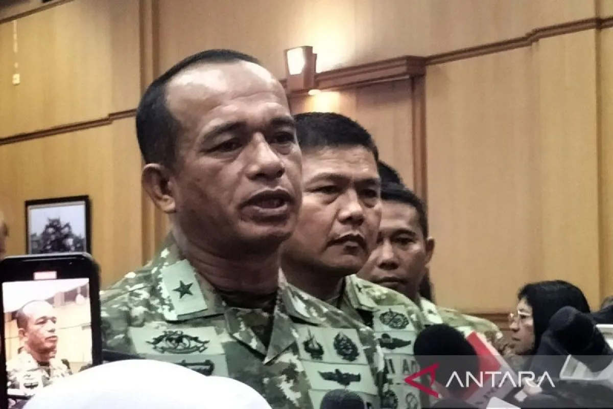 Kapuspen Mabes TNI Brigjen TNI Muhamad Nas saat jumpa pers di Mabes TNI, Cilangkap, Jakarta Timur.