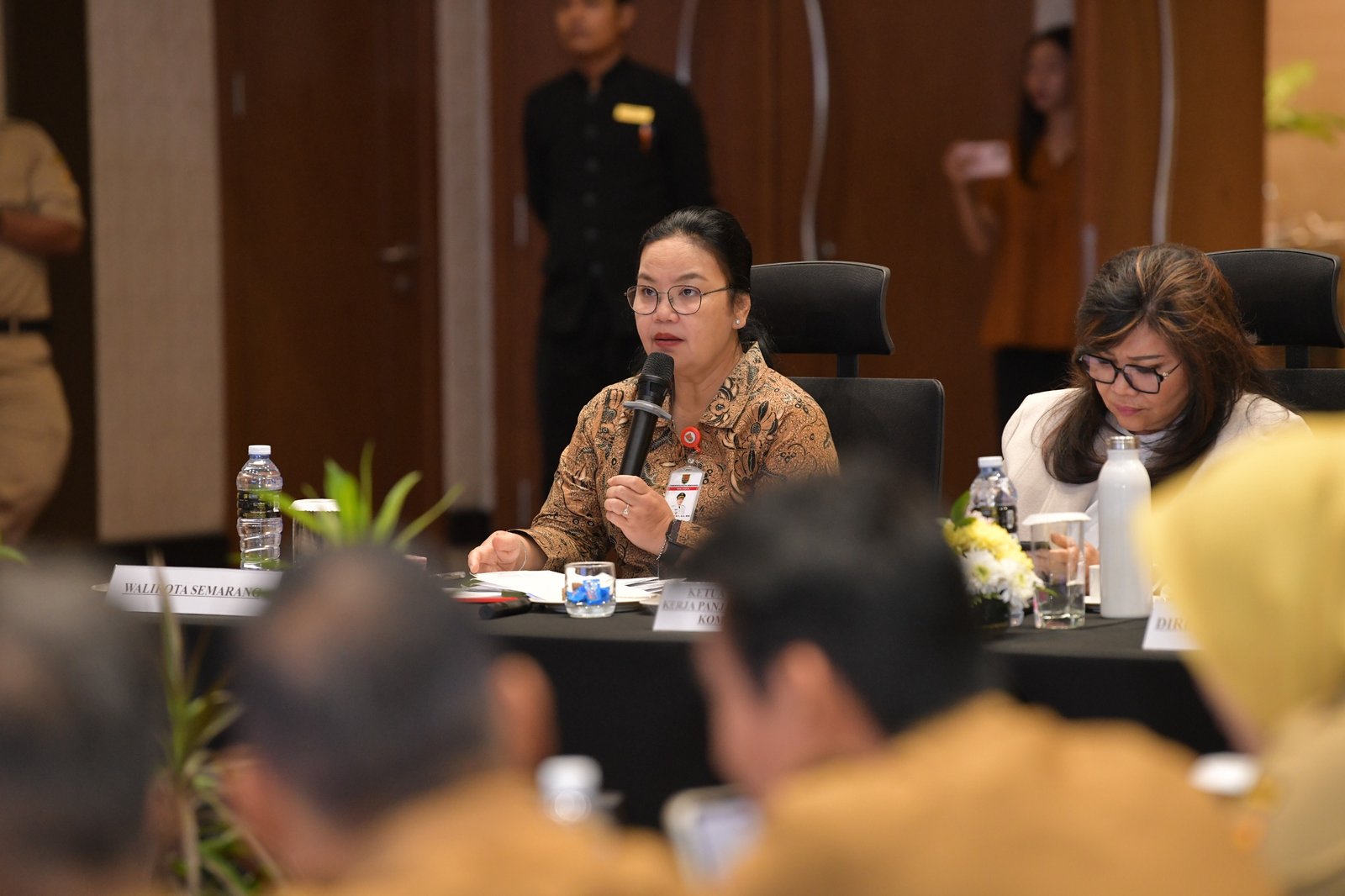 alikota Semarang, Agustina saat memberikan sambutan saat kunker Panja KOmisi VII DPRD RI di Gumaya Tower.