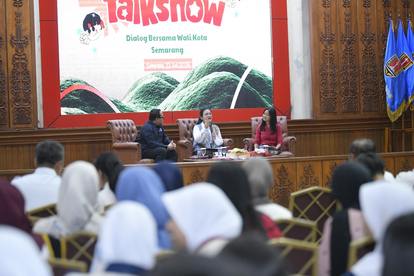 Walikota Semarang, Agustina Wilujeng saat membuka resmi acara konfrensi Anak Kota Semarang tahun 2026 di balaikota semarang.