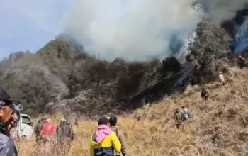 Kebakaran yang melanda kawasan Savana Gunung Bromo, Jawa Timur, merembet hingga Bukit Dingklik di wilayah Kabupaten Pasuruan