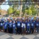 Suasana kegiatan senam bersama untuk memperingati HUT yang ke-25 Partai Demokrat, Jumat (7/8/2026).