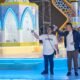 Walikota Semarang, Agustina Wilujeng saat meninjau lokasi panggung utama untuk pembukaan MTQ Nasional XXXI di Simpang Lima Semarang.